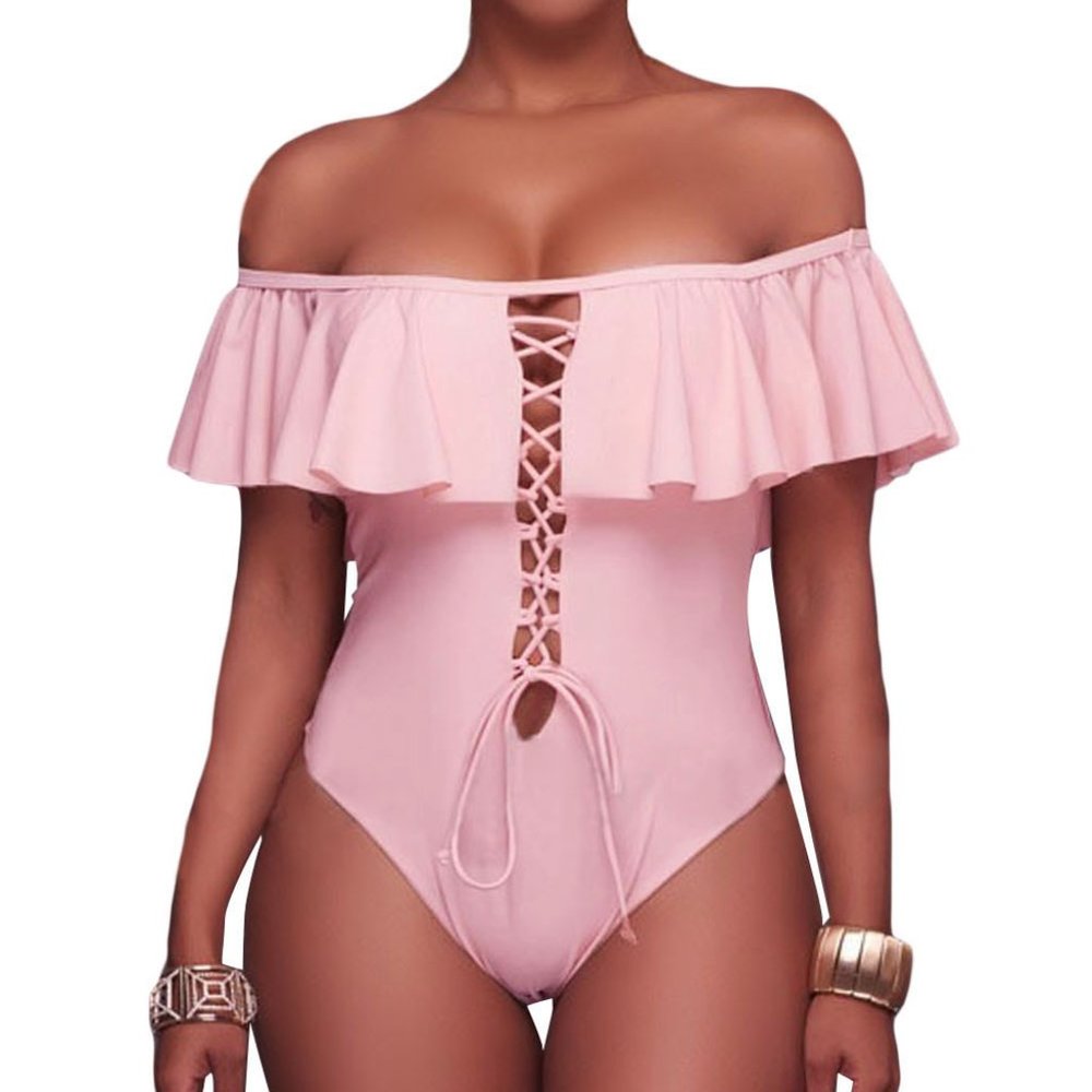 Summer Clearance:Off the Shoulder Ruffle One Piece